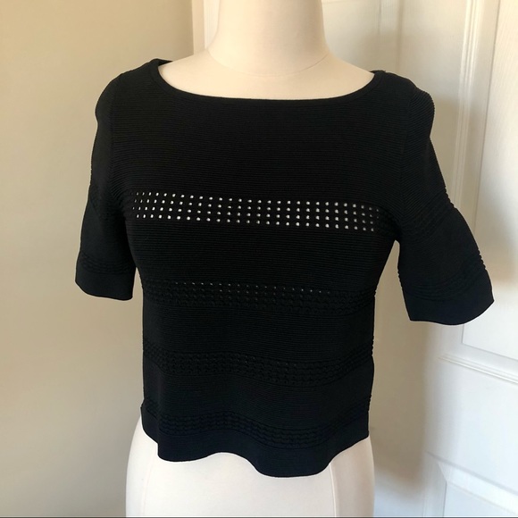 White House Black Market Knit Crop SS Top Size M